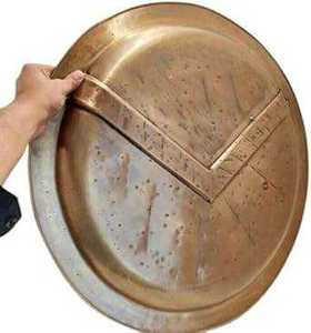 Bouclier Spartan artisanal en acier doux, finition cuivre antique, bouclier rond de guerrier grec pour cosplay médiéval et décoration intérieure - Product Image 2