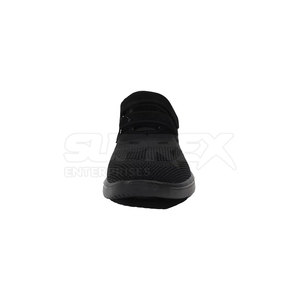 2026 Low MOQ Comfortable Breathable Black Knitted Casual Shoes with <b>Adjustable</b> <b>Strap</b> Lightweight Rubber Sole All Seasons Use - Product Image 2