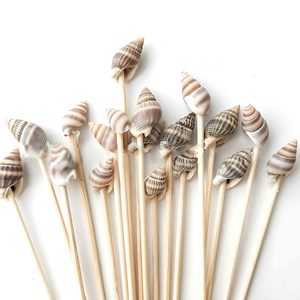 Palillos desechables de bambú con forma de concha marina para cócteles, brochetas para bar tiki, decoración, accesorios para bebidas de restaurante - Product Image 2