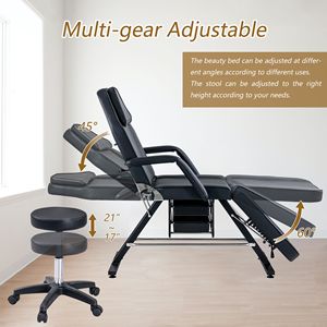 Lettino Estetico Idraulico Multifunzione a 3 Sezioni, Tavolo per Trattamenti Viso, Sedia per Massaggi e Tatuaggi, Due Vassoi Regolabili Idraulicamente - Product Image 5