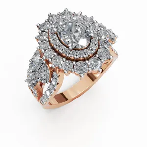Anillo de Diamantes Cleopatra Halo de 75 Piezas con Múltiples Piedras Cultivadas en Laboratorio de Royal Design, Joyería de Oro de Lujo India para Mujer, Certificación IGI - Product Image 5