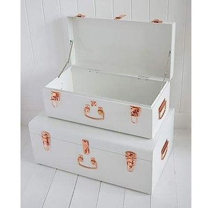Aromatherapy <b>Trunk</b> Pink Metal <b>Storage</b> <b>Box</b> Set Rectangular Hinged Lid Stackable Classic Design 2 Pieces Sundries Organizer - Product Image 4
