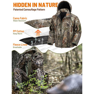 Veste de chasse d'hiver légère en toile pour homme, avec capuche, fermeture éclair intégrale, plusieurs poches, respirante, poignets ajustables - Product Image 3