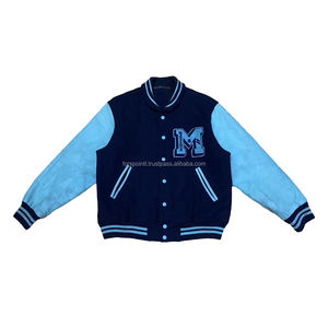 Haute Qualité 100% Polyester Personnalisé Varsity Blue Veste Brodée Matelassée Doublée Varsity Bomber Satin Veste pour Hommes - Product Image 1