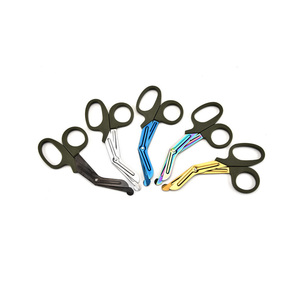 Ciseaux en acier inoxydable, rouge, vert, noir, manche en plastique, outil de coupe à bord lisse, longueur 18.5cm, outil de beauté - Product Image 3