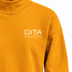 Orange Women Mock Neck Sweatshirt Long Sleeve Oversized Pullover Fleece High Collar Casual Winter Streetwear Fashion <b>Jumper</b> - Product Image 5