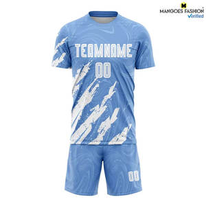 Uniforme de Fútbol Personalizado Sublimado en Azul Claro y Blanco, Transpirable, de Alta Calidad para Adultos, Colores y Tallas Personalizables - Product Image 3