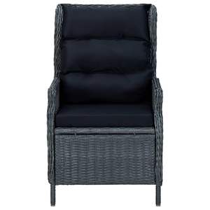 Dark Gray Poly <b>Rattan</b> Reclining Patio <b>Chair</b> with Cushions - Product Image 2