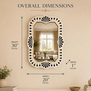 Espejo de pared festoneado con incrustaciones de hueso azul hecho a mano - Product Image 5