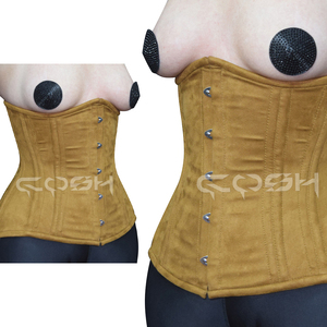 High Compression Premium Quality Suede Leather Waist Cincher <b>Underbust</b> Body Shaper Club Wear Corset Supplier - Product Image 4