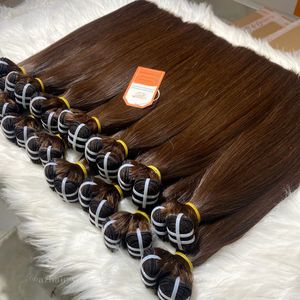 Extensiones de cabello de trama de Color marrón recto de hueso de moda caliente 100% paquetes de tejido de cabello vietnamita crudo precio al por mayor - Product Image 5