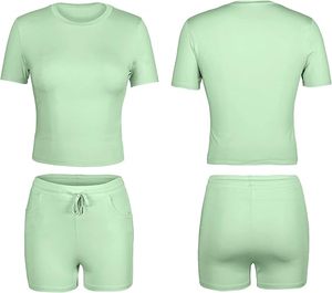 Wholesale Custom Logo Plain Blank Sports 2 Piece Yoga Shorts <b>Set</b> Quick Dry Gym Workout Training Fitness Yoga <b>Sets</b> for Women - Product Image 2