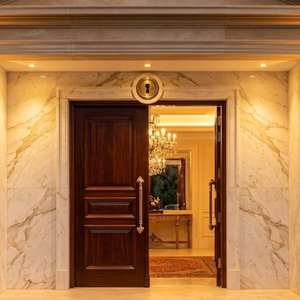 Manija de Puerta de Latón de Diseño Corinthian Reach, Elegante Estilo de Columna Acanalada con Detalles de Hoja de Acanthus, Duradera para Exteriores y Hoteles - Product Image 2