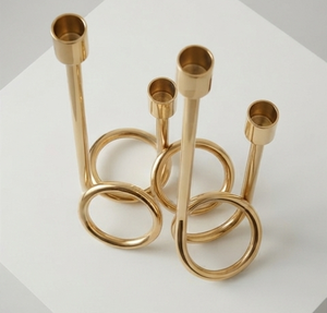 Porte-bougie en laiton en spirale, style moderne, doré, décoration d'intérieur, centre de table - Product Image 2