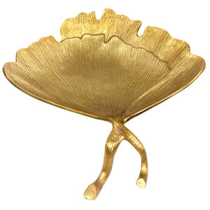 Plateau de service élégant en forme de feuille, en métal, pour la vaisselle de table, couleur argent et or nickel brillant, vaisselle artisanale personnalisée - Product Image 4