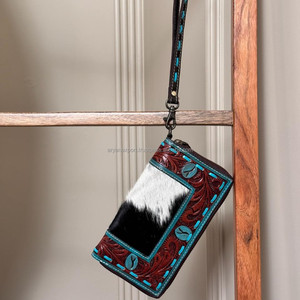 Cartera tallada a mano, funda de teléfono de embrague, elegante piel de vaca, gran oferta, cartera, multiusos, carteras de cuero occidental - Product Image 2