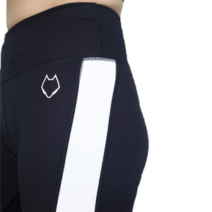 High Waist Full Length Yoga <b>Leggings</b> Solid Navy Blue Side Stripe Seamless Spandex Nylon Pants - Product Image 4