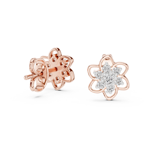 Juego de pendientes de diamantes cultivados en laboratorio ROYAL BLOOM en oro rosa de 18 quilates para compromiso, boda, fiesta, regalo de San Valentín, uso diario para mujeres - Product Image 4