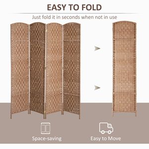 6FT Tall 4 Panel Wicker Weave Room Divider Portable Folding Privacy <b>Screen</b> Natural Traditional Partition for <b>Bedroom</b> Home Office - Product Image 4