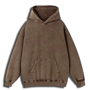 Custom Mocha Brown Acid Wash Hoodie Men <b>Oversized</b> Drop Shoulder Pullover Kangaroo Pocket <b>Vintage</b> Casual <b>Sweatshirt</b> - Product Image 1