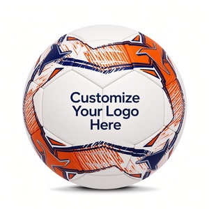 Ballon de football personnalisable, motif orange et bleu, design durable, Soccer Max SB-001 430g pour l'entraînement - Product Image 1