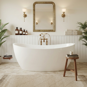 Baignoire ovale autoportante en acrylique durable et écologique FW-8820-66 – Baignoire moderne pour salle de bain - Product Image 1