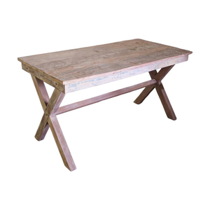 Table à manger en bois rustique rectangulaire 6 places, structure en bois massif, meubles de maison stables, style design antique - Product Image 3