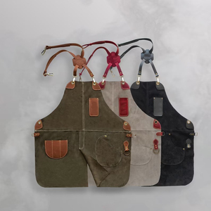 Delantal de Lona Encerada de Lujo con Correas de Cuero Ajustables, Chaleco Profesional para Bartender, Resistente al Agua, para Personal de Bistro - Product Image 1