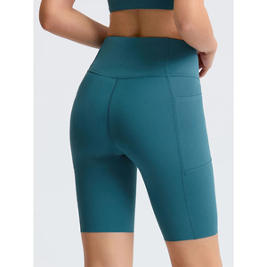 Shorts de sport pour femme, taille élastique, séchage rapide, respirant, couleur unie, taille mi-haute, en Spandex/Coton, pour le cyclisme, la gym et le yoga - Product Image 3
