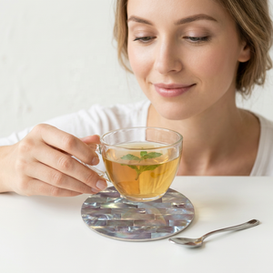 Ensemble de sous-verres de haute qualité, faits à la main, écologiques, au design classique, avec incrustation de pierres semi-précieuses et de nacre, pour la cuisine, Diwali, retraite - Product Image 1