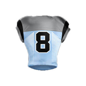 Ensemble de maillots de football américain unisexe bleu clair et noir, numéro 8, sublimé, anti-humidité, ajusté, manches courtes, uniforme 100% - Product Image 6