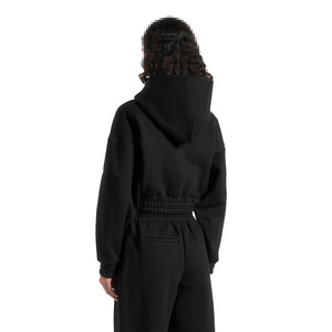 ชุดเซ็ตฮู้ดดี้ครอปซิปสำหรับผู้หญิง ผ้าฟลีซคอตตอนหนานุ่ม รับผลิตแบบ OEM ขายส่งเสื้อผ้าสตรีทแวร์ ชุดเซ็ตสองชิ้น ผู้ผลิตเสื้อผ้า - Product Image 3