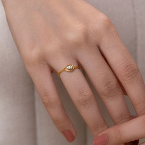 Bague de mariage minimaliste en diamant naturel taille brillant en forme de goutte d'eau, en argent sterling 925 plaqué or pour femme - Product Image 5