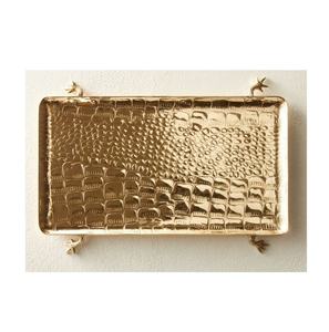 Ensemble de 2 plateaux de service rectangulaires en bois avec incrustations et poignées en métal noir, style farmhouse, plateau décoratif pour la décoration de la maison - Product Image 5