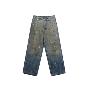 Pantalones Vaqueros Rectos para Hombre, 100% Algodón, Alta Calidad, Estilo Casual, Cintura Media, Tejido Enzimático, Color Sólido, Transpirables, de Verano - Product Image 1