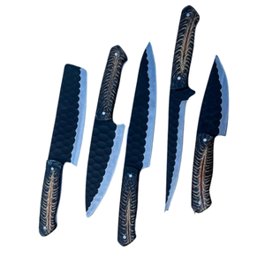 Handmade Stainless Steel <b>Knife</b> <b>Set</b> -5 Pcs Kitchen <b>Knife</b> <b>Set</b> With Leather Roll Bag With Resin Handle 100% High Quality - Product Image 2