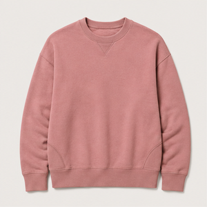 Customize Dusty Rose Mens Relaxed Hip Length Classic <b>Crewneck</b> With Small V Insert Pullover Sweatshirt MCRW-0025 - Product Image 1