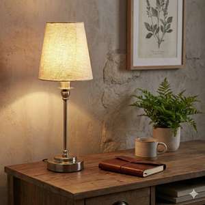 Lámpara de Mesa Moderna con Pantalla de Tela, Bombilla Magnética, Funciona con Batería, Control Remoto, LED - Product Image 3