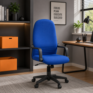 Chaise de bureau à dossier haut en tissu avec hauteur réglable, design moderne, coussinage premium pour la maison, le bureau et la chambre à coucher - Product Image 1