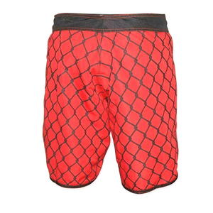Shorts de sport MMA pour hommes, noir et rouge, à maillons, imprimé par sublimation, séchage rapide, évacuation de l'humidité, respirant, coupe régulière, léger - Product Image 2
