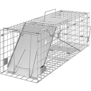 Trampa Plegable de Hierro Galvanizado de 24" x 8" x 8" para Gatos y Conejos, Trampa Humana para Animales Vivos con Asa Plegable - Product Image 4