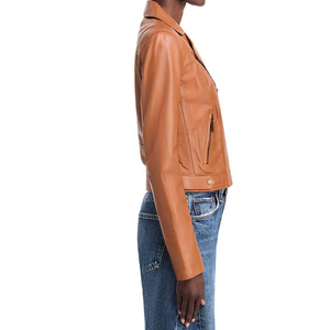 Veste en cuir véritable marron pour femme, modèle classique 2026, nouveau design, haute qualité, en vente - Product Image 3