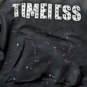 Sweat à capuche surdimensionné OEM en coton 100% délavé à l'acide, de haute qualité, personnalisé, avec fermeture éclair intégrale et strass, style streetwear - Product Image 6