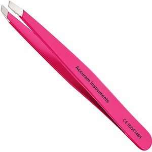 Professional Durable <b>Pink</b> Stainless Steel Eyebrow Tweezers Set Smooth Tip Slanted Precision for Eyebrow Grooming Customizable - Product Image 2
