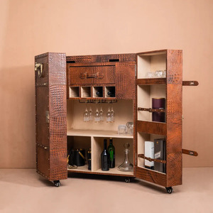 Armoire moderne pour bureau à domicile en cuir véritable et bois massif avec caractéristiques écologiques, installation murale pour usage extérieur - Product Image 6
