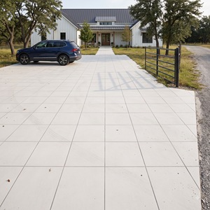 Dalles de stationnement vitrifiées Mono Bianco 400x400mm, finition perforée, 12mm, haute résistance, antidérapantes, pour extérieur, allée, jardin, passerelle - Product Image 3