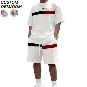 Ensembles de T-shirts d'été en coton uni pour hommes, tenues décontractées assorties, support OEM/ODM pour la fabrication de marques avec logo personnalisé - Product Image 1