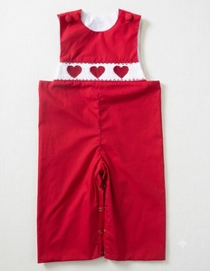 Robe pour bébé fille en coton/polyester à manches courtes, style A, avec un motif cœur rouge brodé à la main, pour le printemps, l'été et l'automne - Product Image 2