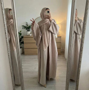 Robe Abaya élégante et modeste pour femmes musulmanes, style Dubaï, cardigan uni, pour le Ramadan, Jalabiya de fête islamique, Kaftan turc marocain - Product Image 6