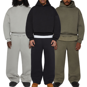 Conjunto Deportivo Holgado de 500 Gsm, Sudadera con Capucha y Pantalones de Chándal de Lana de Alta Calidad, Cómodos y Elegantes para Hombre - Product Image 1